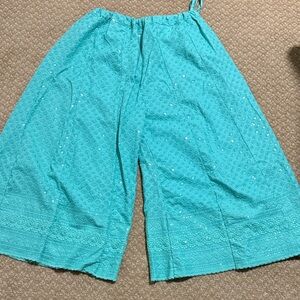 Turquoise Wide-Leg Indian plazzo Pants free size